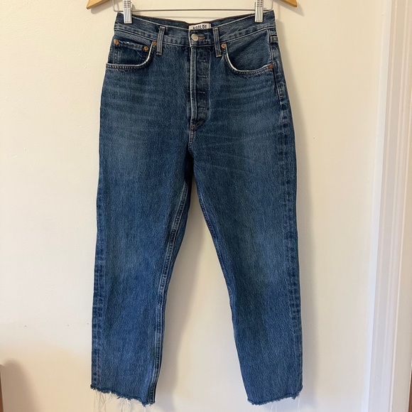 Agolde Denim - Agolde Medium Wash Blue Denim Jeans with Raw Hem | Size 25